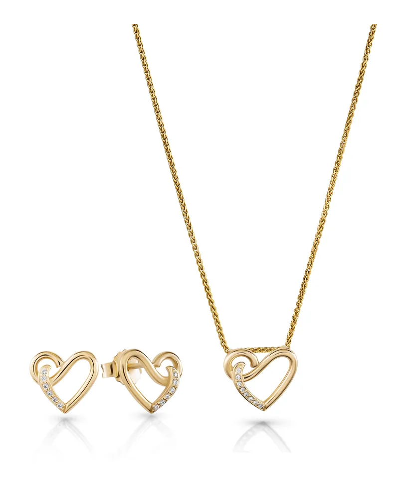 Orphelia Ida' Damen 925 Sterling Silber Set: Kettenanhänger + Ohrringe - Gold SET-7521/G Gold