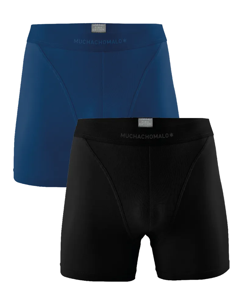 Muchachomalo Herren Pima Baumwolle Boxer Shorts - 2er Pack - Herren Unterwäsche Schwarz