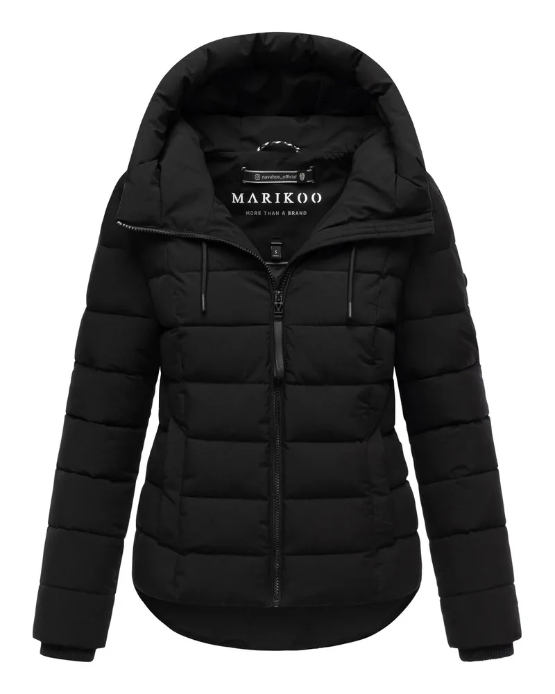 Marikoo Steppjacke Tayenaa mit Kapuze und fleecegefütterten Taschen - Schwarz Schwarz