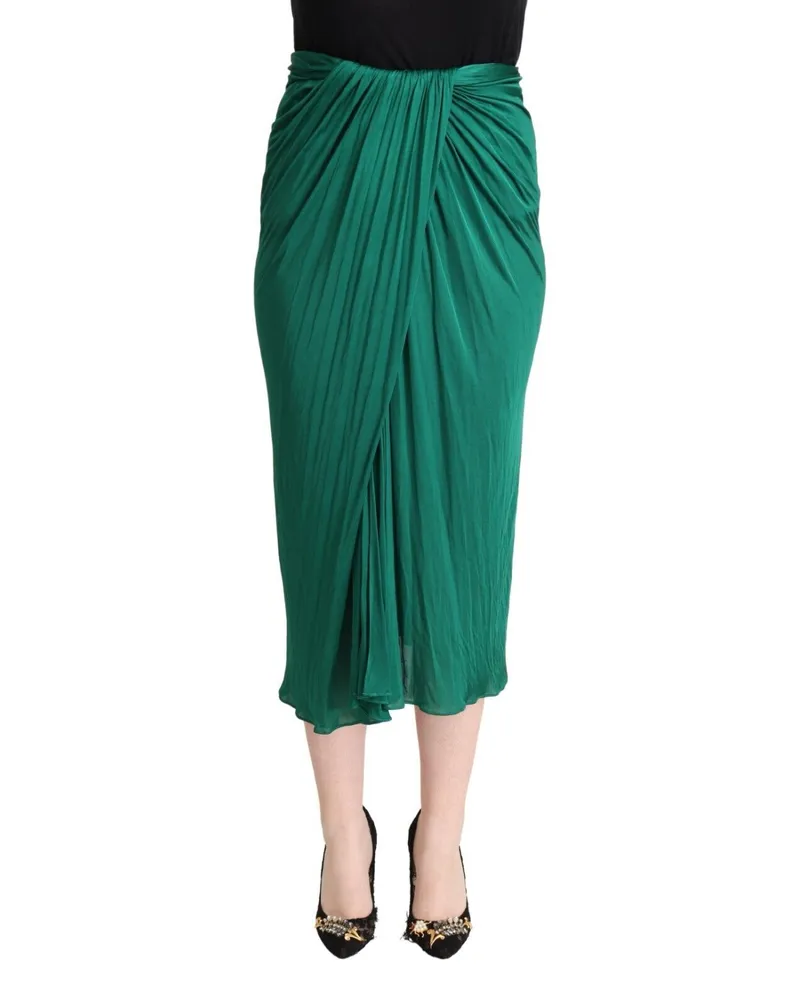 Dolce & Gabbana Dolce Gabbana Seiden-Midi-Rock Dunkelgrün