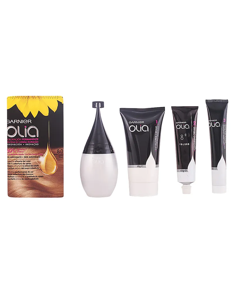 Garnier Olia Coloración Permanente #8,0 Rubio Claro Set 4 pz 
