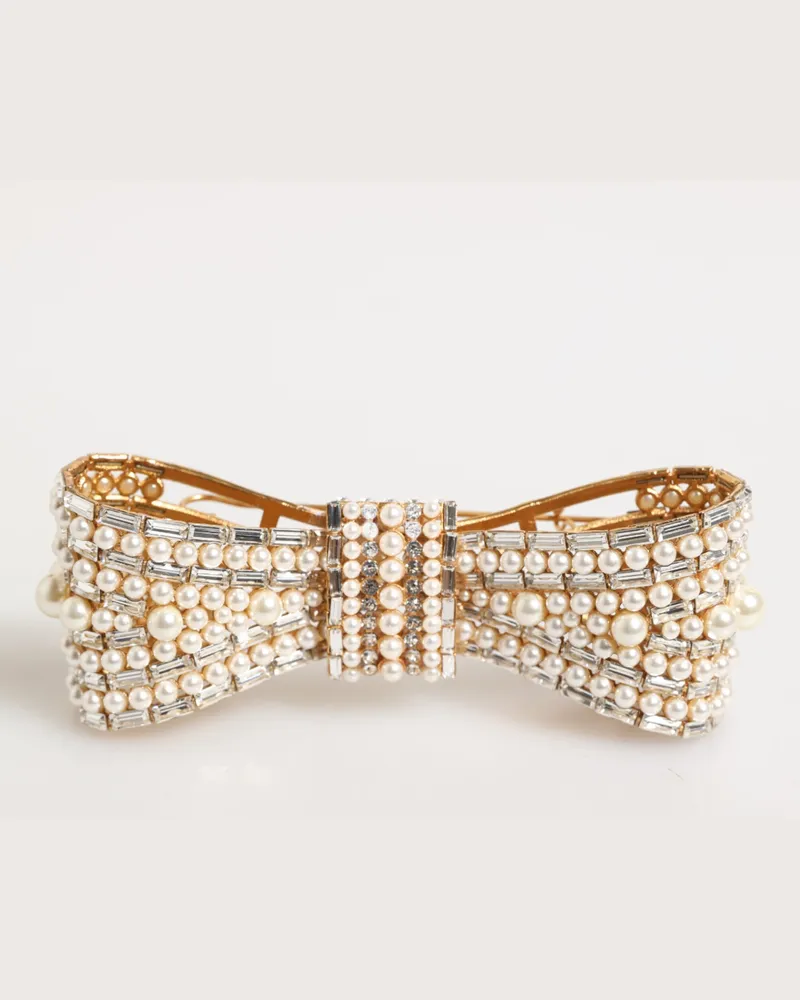 Dolce & Gabbana Brosche aus Messing mit Glas-, Kristall- und Kunstperlenverzierung - Gold Gold