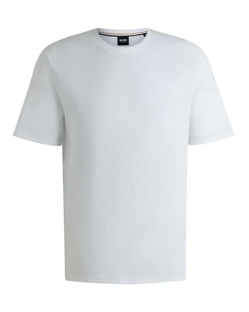 HUGO BOSS Schlafanzug-Oberteil für Herren, Strukturiert, Waffelstrick (Weiß Weiß