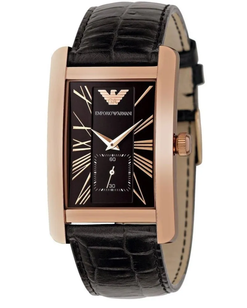 Emporio Armani AR0168 Rechteckige Rose Gold Herrenuhr Schwarz
