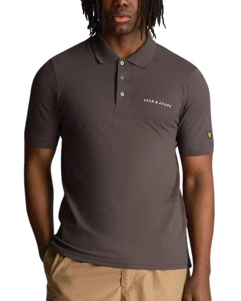 Lyle & Scott schlichtes, gesticktes Logo-Poloshirt in Gunmetal Grey Grau