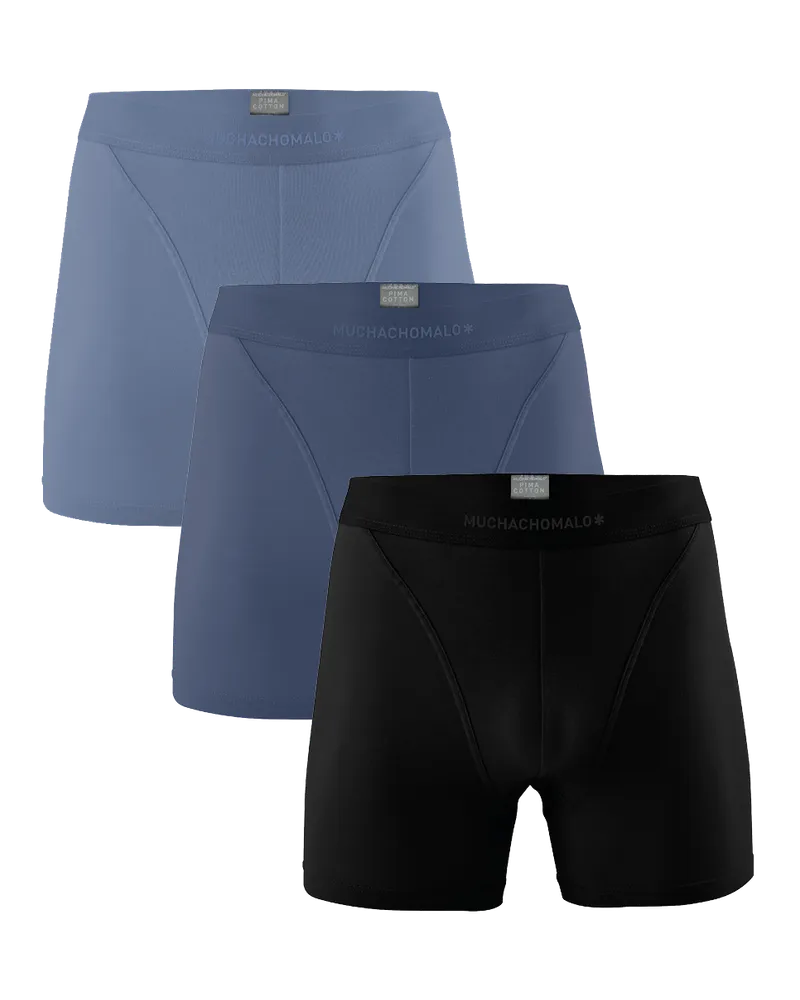 Muchachomalo Herren Pima Baumwolle Boxer Shorts - 3er Pack - Herren Unterwäsche Mehrfarbig