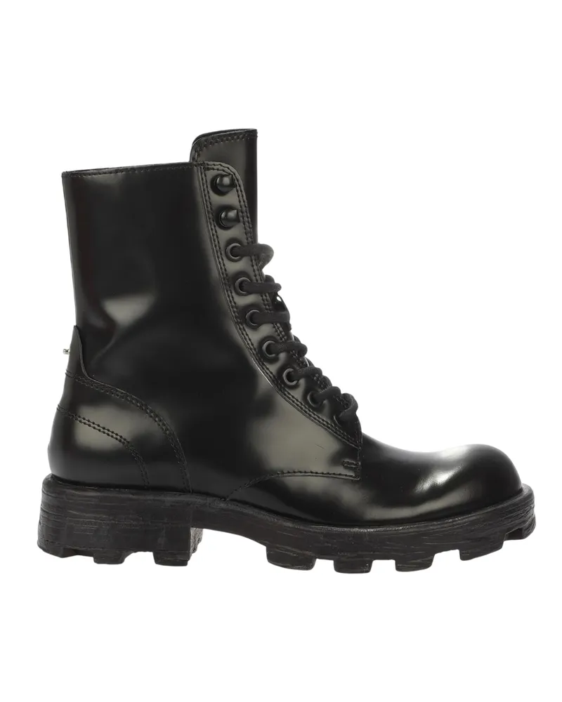 Diesel D-Hammer" Springerstiefel für Damen, Leder (Schwarz Schwarz