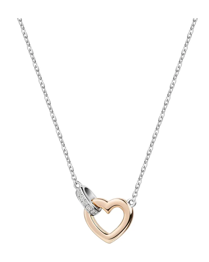 ZEEme Basic Collier 925er Sterlingsilber, rosévergoldetes Herz - Mehrfarbig Mehrfarbig