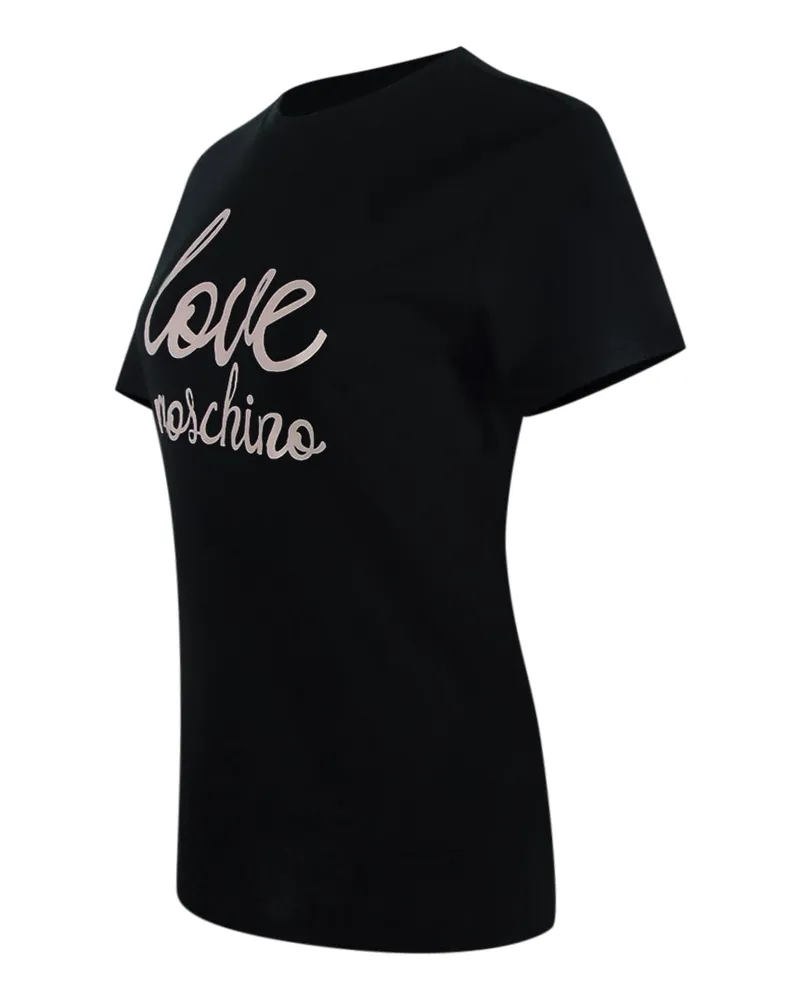 Moschino T-Shirt mit kräftigem pinkfarbenem Logo - Schwarz Schwarz