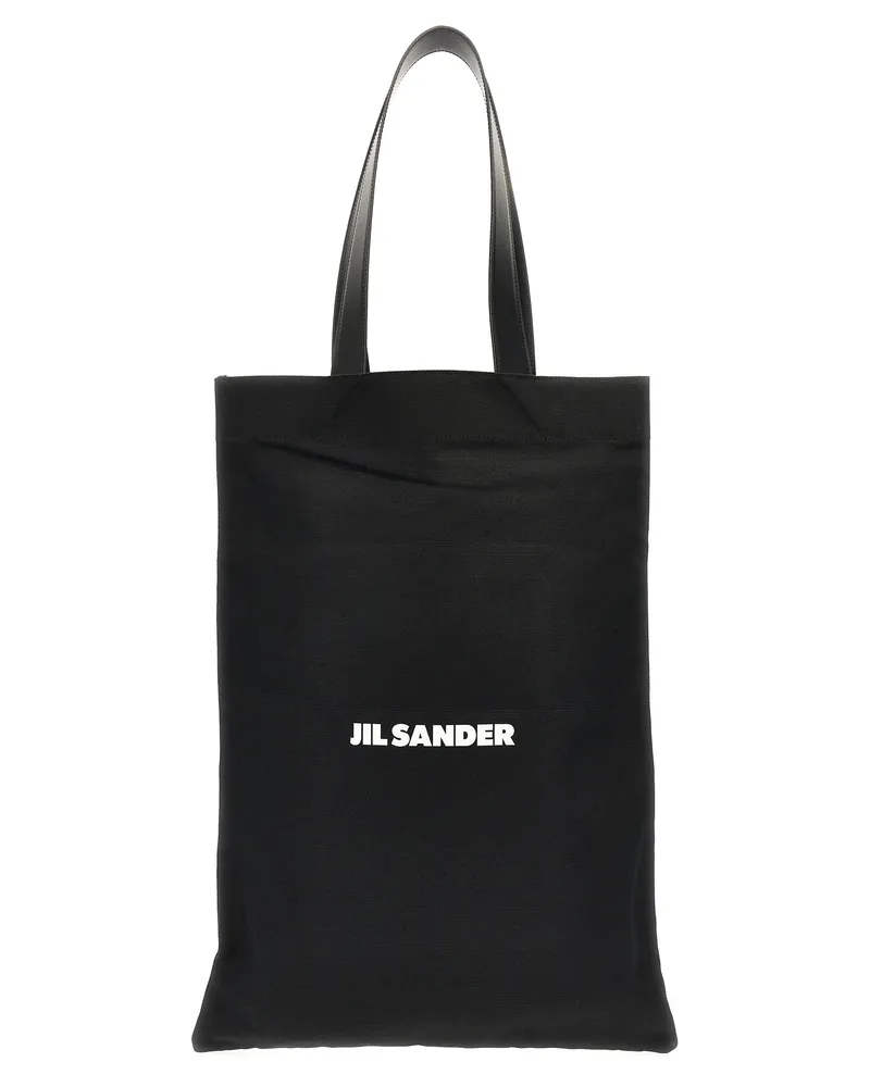 Jil Sander Schwarze Baumwoll-Shopper-Tasche Schwarz