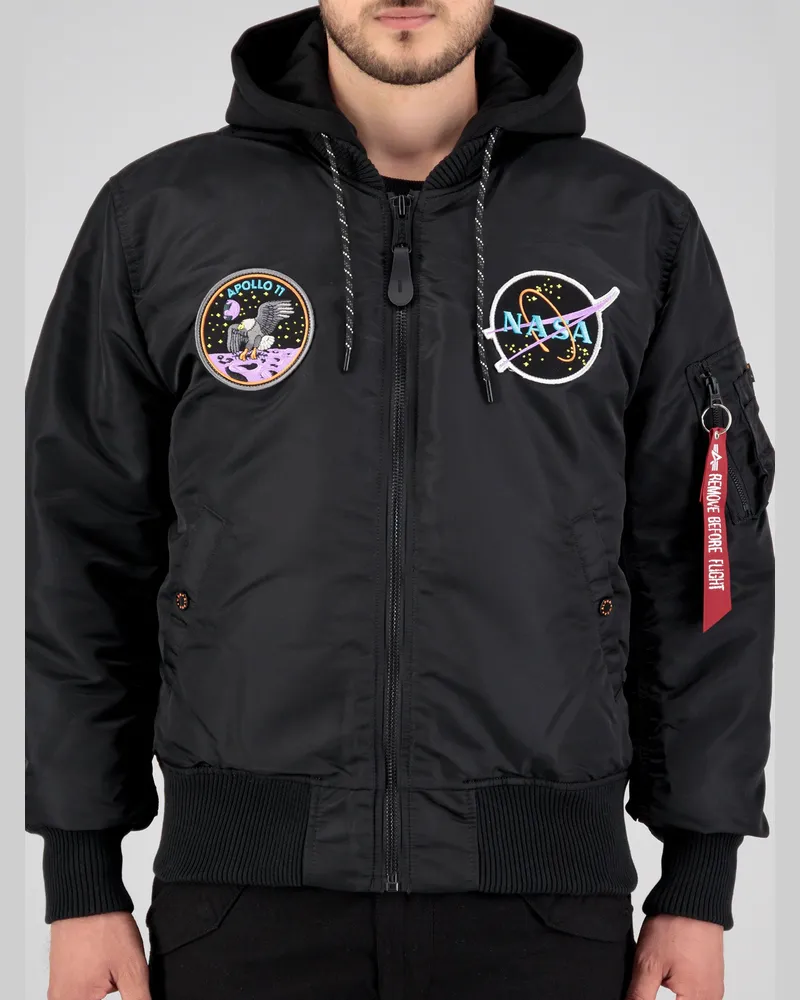 Alpha Industries MA-1 VF Vintage Fit Hood Dark Side Bomber Jacket Schwarz