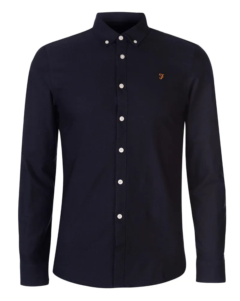 Farah 1920 Button-Down-Hemd für Herren, Oxford-Stil, Langärmlig (Marine Marineblau