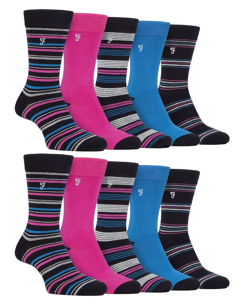 Farah 1920 Herren 10er-Pack Bunte Bambussocken Blau