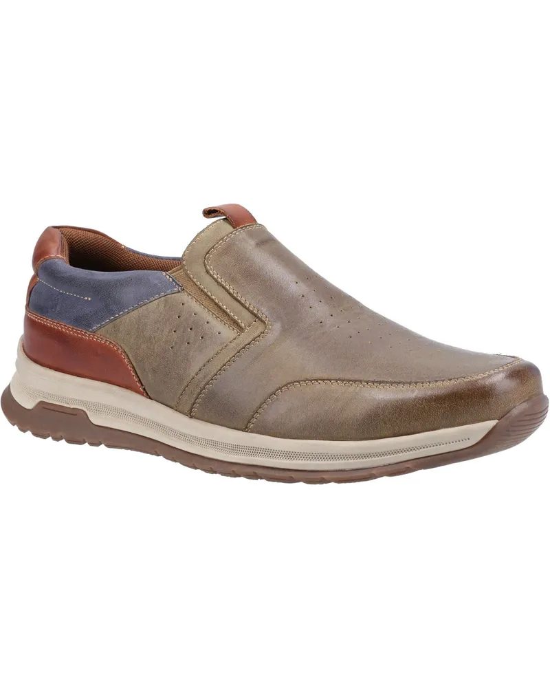 Hush Puppies Cole Leder Herrenschuhe Khaki/Navy/Tan Leder-Mix Slipper Khaki