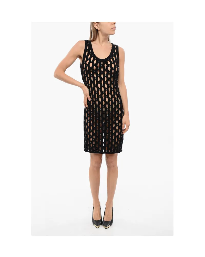 John Richmond SALISA Ajourkleid mit Kristallapplikation in Schwarz Schwarz