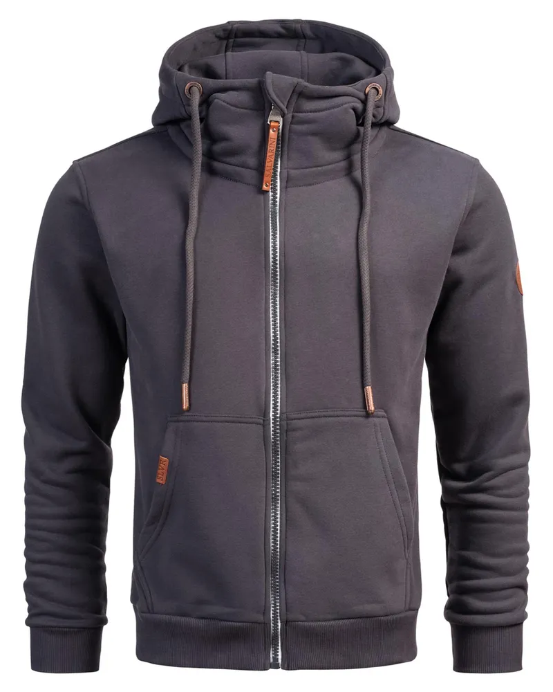 Alessandro Salvarini Herren Sweatjacke AS292 mit Kapuze & Reißverschluss Grau