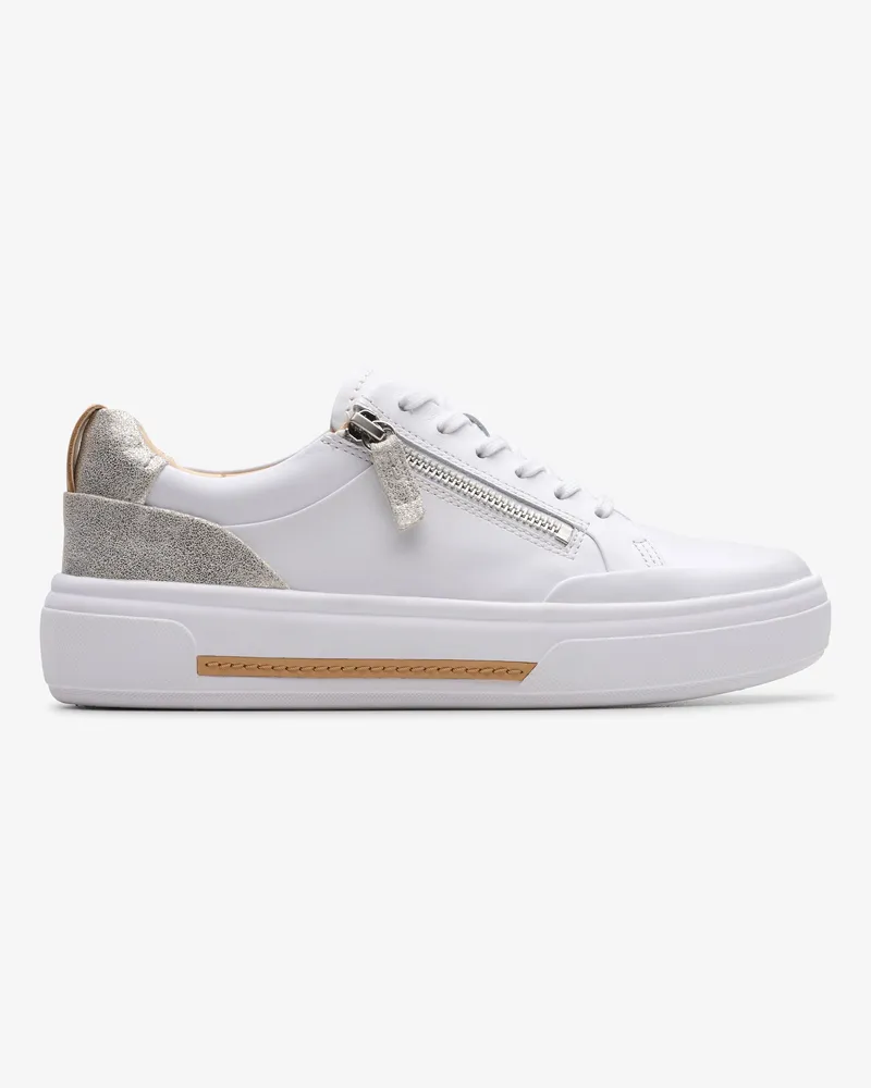 Clarks Hollyhock Zip Silver Combi Lea Sneakers Gold