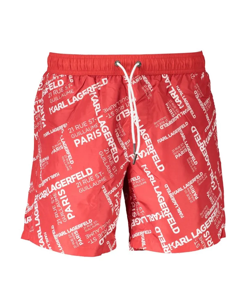 Karl Lagerfeld Rosso Polyester Herren Bade-Boxershorts Rot