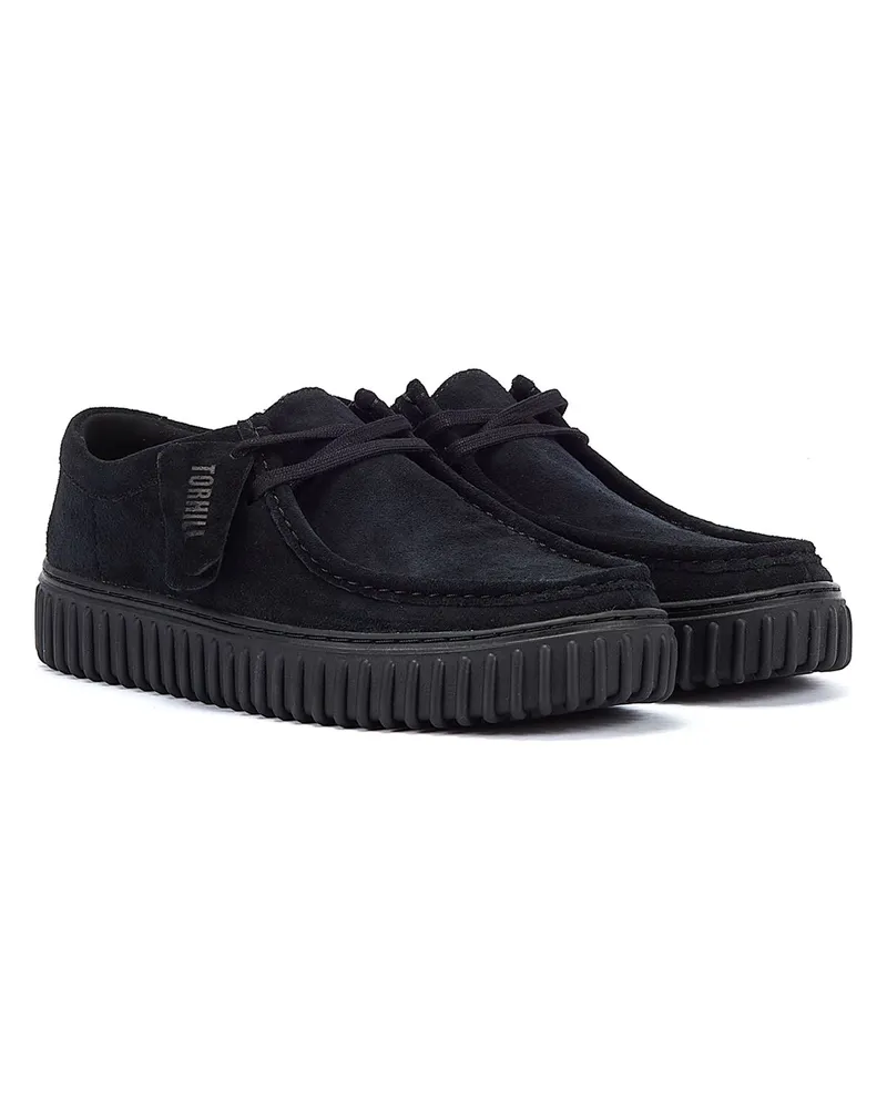 Clarks Torhill Männer Schwarz Wildleder Schuhe Schwarz