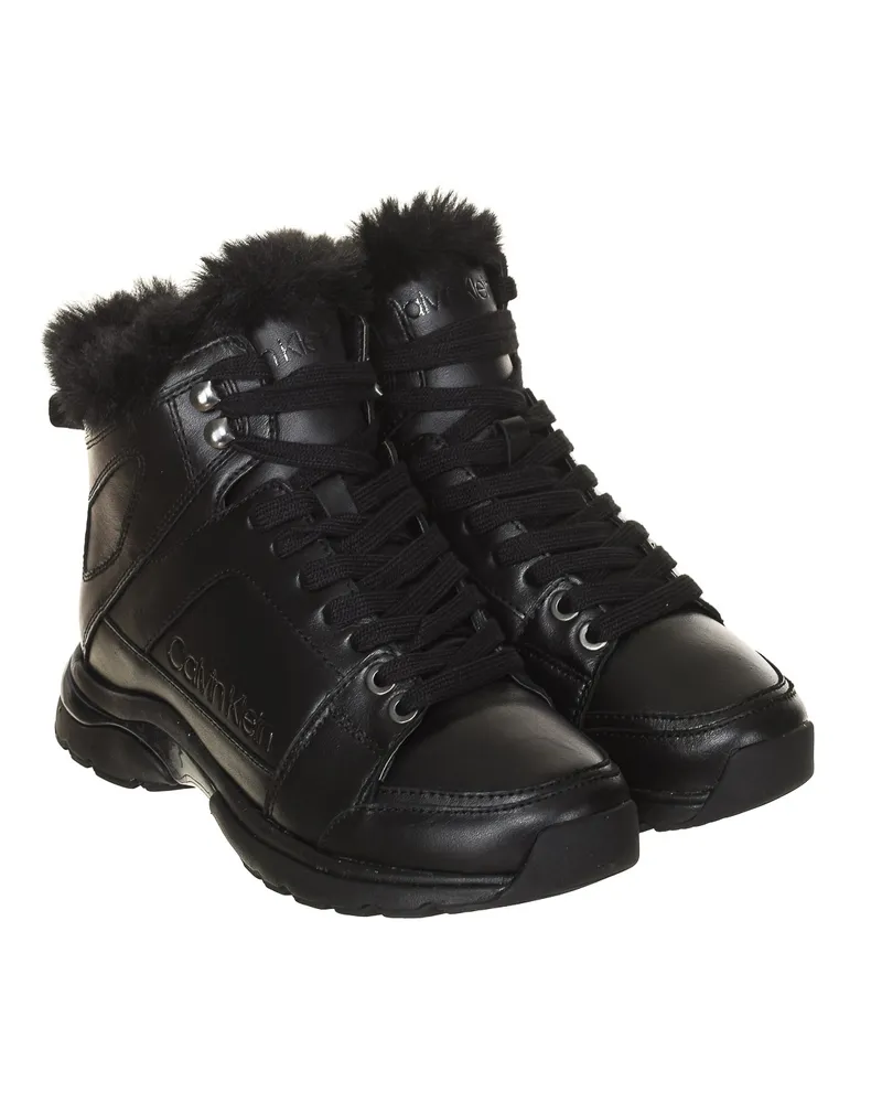 Calvin Klein Candal Leder High-Top-Sneaker B4N12166 Frau Schwarz