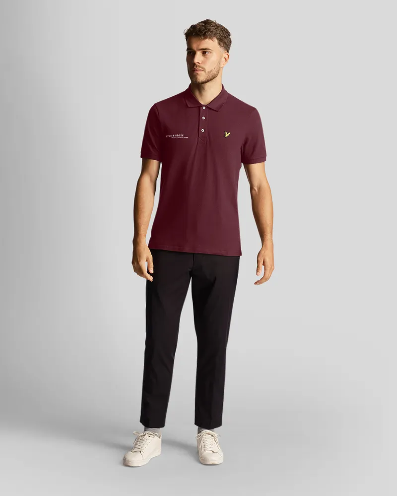 Lyle & Scott Men's Lyle and Scott Plain Polo Shirt Co-Ordinates Print in Burgundy Bordeaux