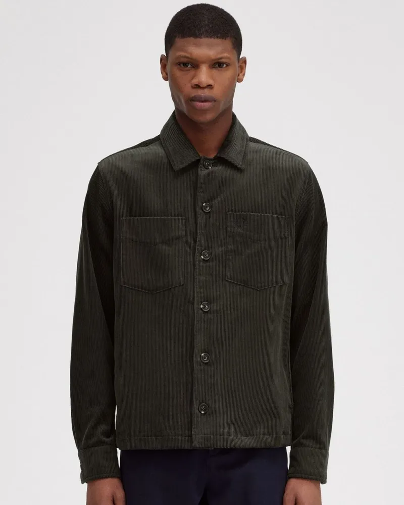 Fred Perry Herren Corduroy Überhemd Grün