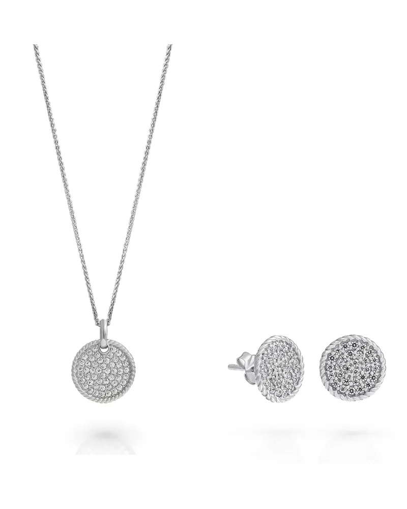 Orphelia Bella' Damen 925 Sterling Silber Set: Halskette + Ohrringe - Silber SET-7565 Silber