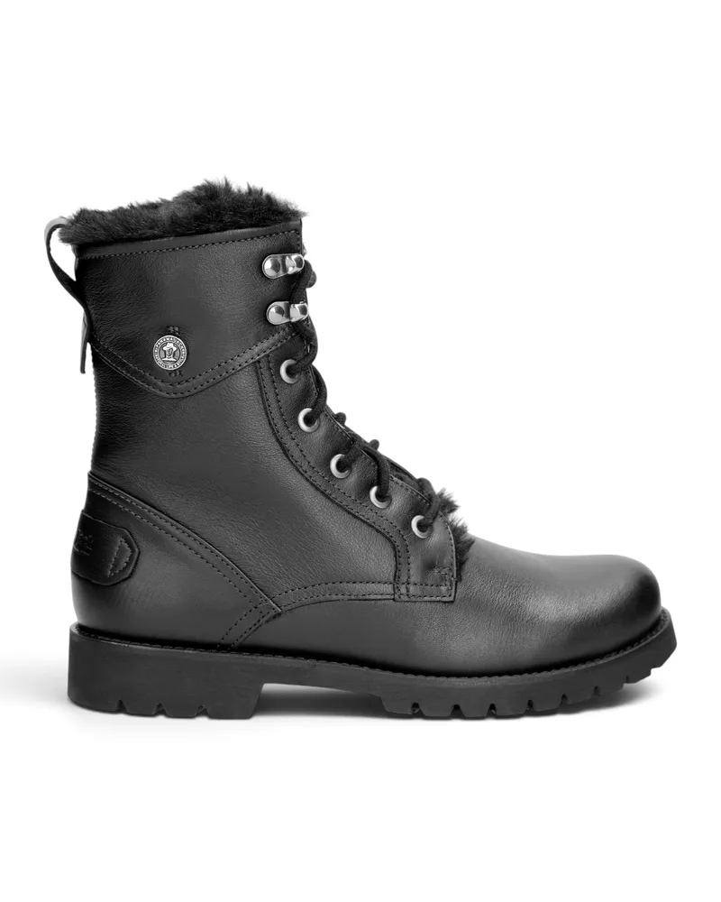 Panama Jack Wasserdichte warme Schnürstiefel aus schwarzem Leder für Damen - Benissa B2 Schwarz