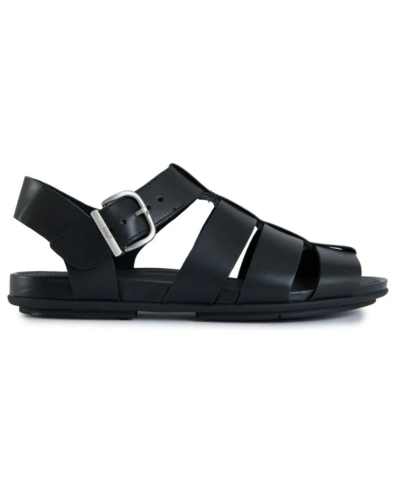 FitFlop Gracie Leder Fischer Sandalen Schwarz