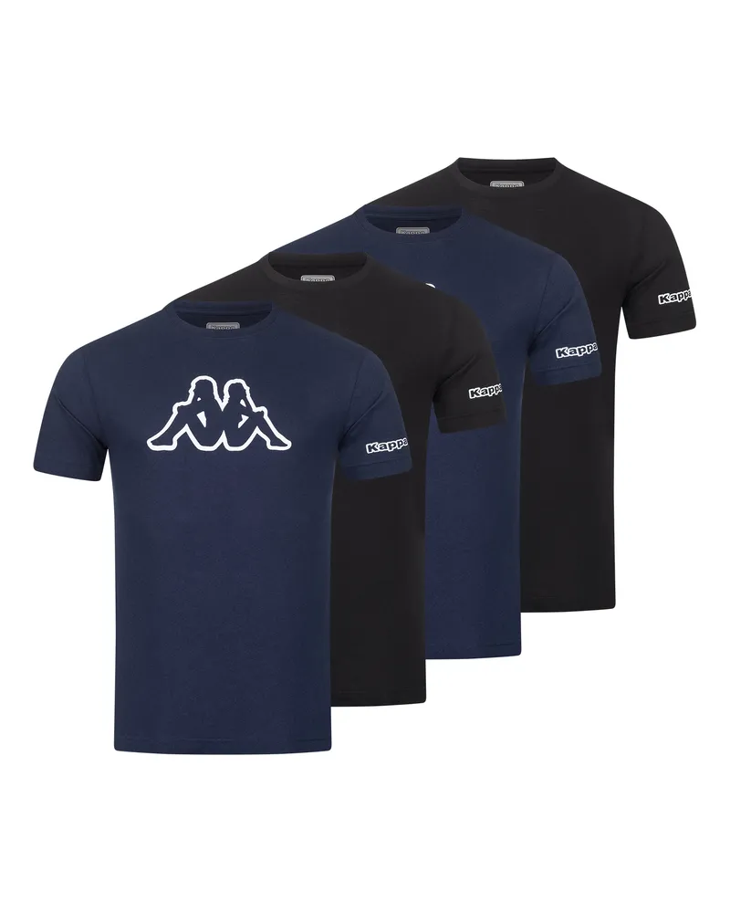 Kappa 4er Set T-Shirt LOGO in Schwarz/Blau Schwarz