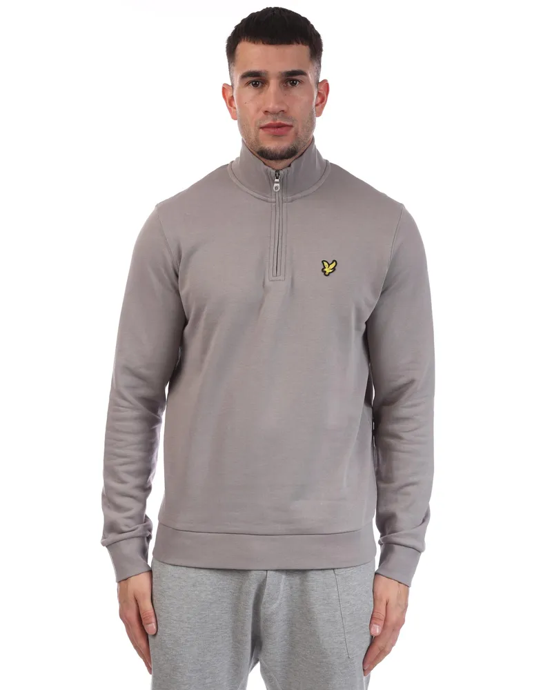 Lyle & Scott mit kurzem Reißverschluss Sweatshirt für Herren Loopback (Hellgrau Grau