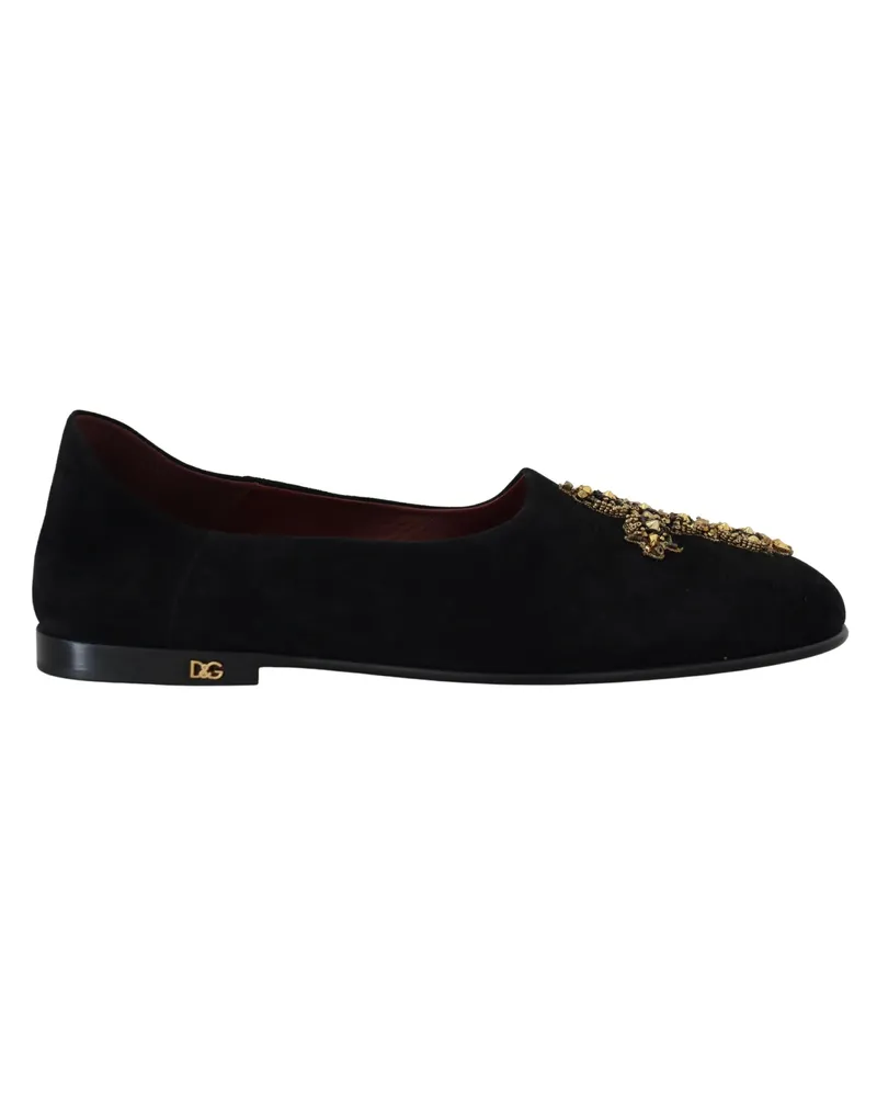 Dolce & Gabbana Dolce Gabbana Crossembellierte Ballerina-Schuhe Schwarz