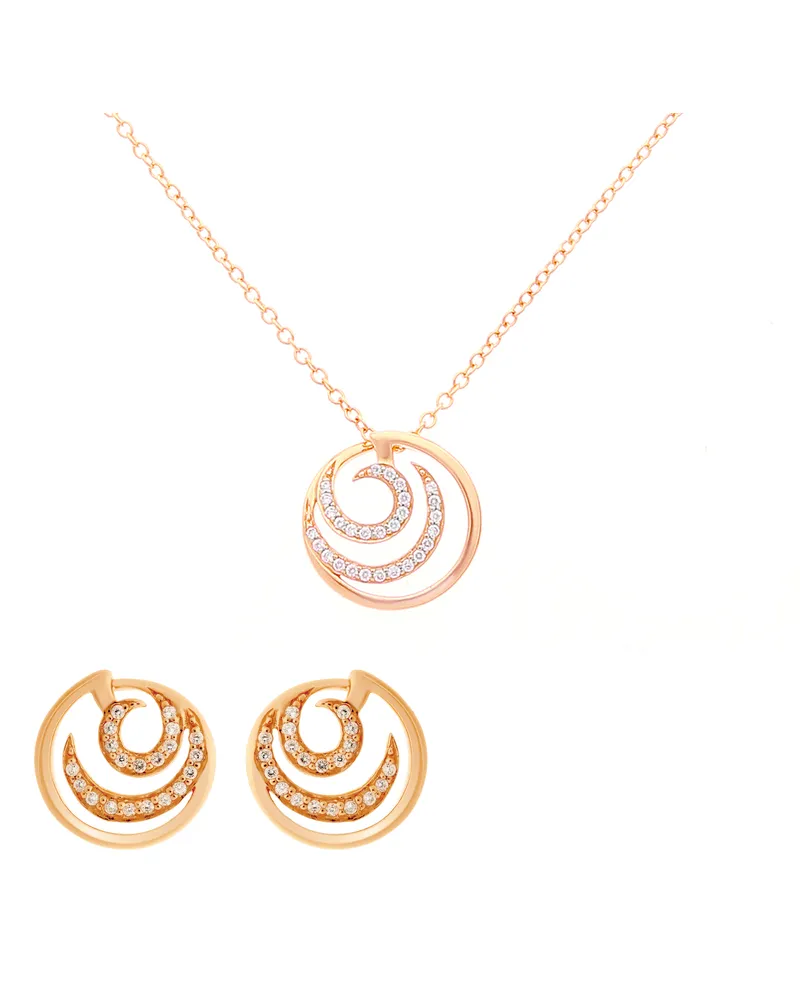 Orphelia Elaine' Damen 925 Sterling Silber Set: Kette-Anhänger + Ohrringe - Rose SET-7084/1 Rosé