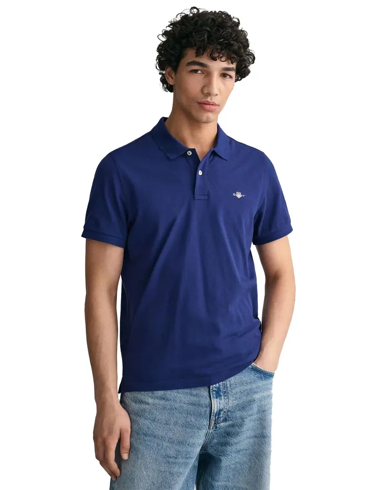 Gant Herren Kurzarm-Poloshirts Marineblau