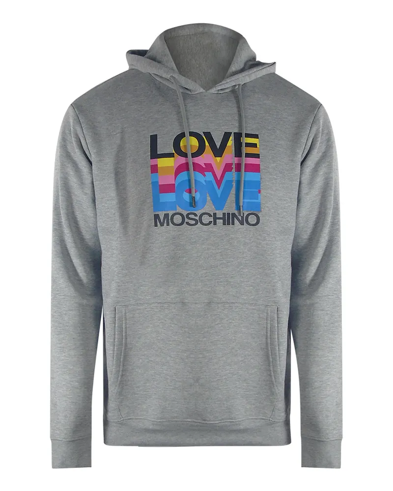 Moschino Hoodie Mit Mehreren Logos, Grau, Mit Liebesmotiv Grau