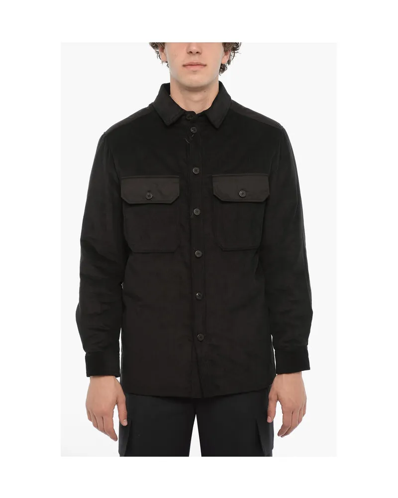 Neil Barrett Cord-Overshirt mit Steppeinsatz hinten in Schwarz Schwarz