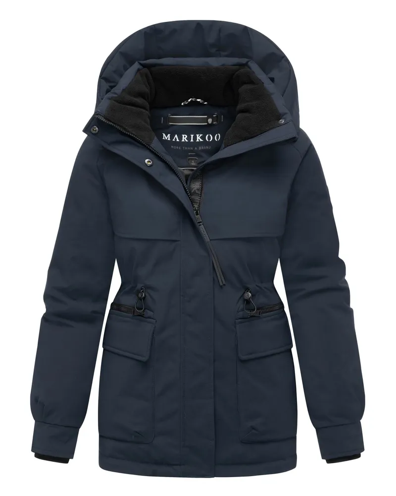 Marikoo Damen-Winterjacke „Shigaraa" mit abnehmbarer Kapuze und Magnettaschen - Blau Blau