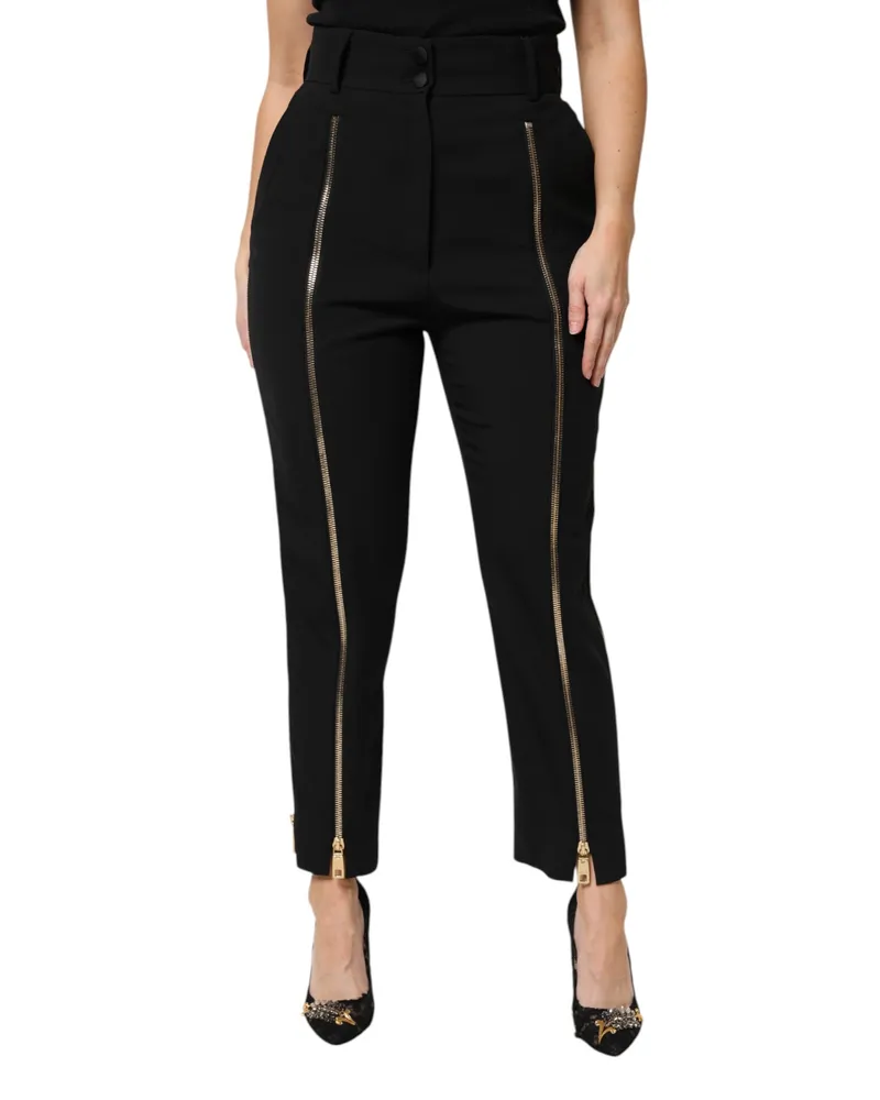Dolce & Gabbana Hose mit seitlichem Reißverschluss und verkürztem Schnitt Schwarz