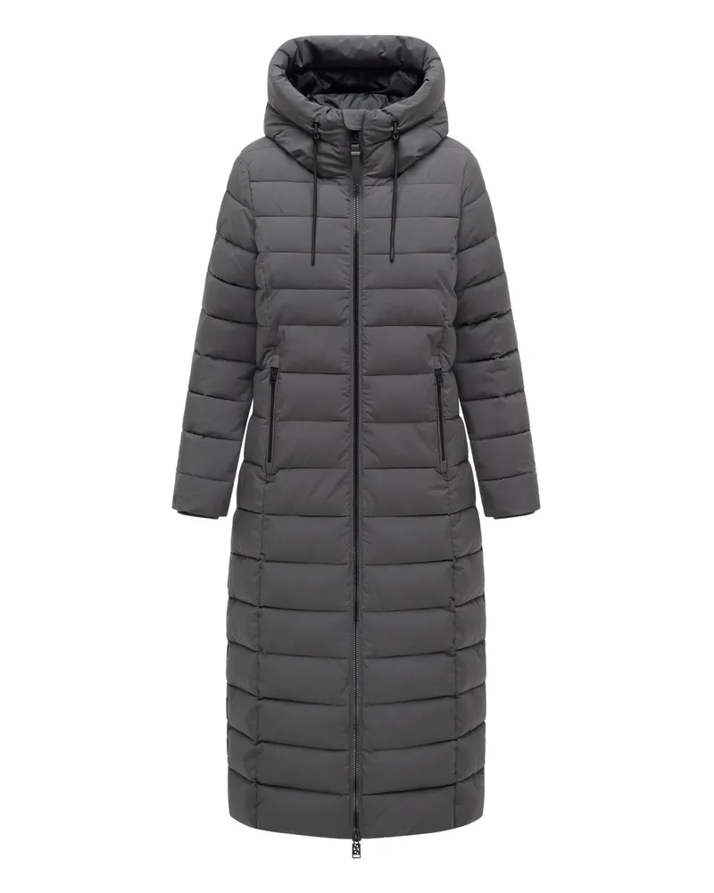 NAVAHOO Damen Steppmantel Vanillawolke – lang, tailliert & wasserabweisend Grau