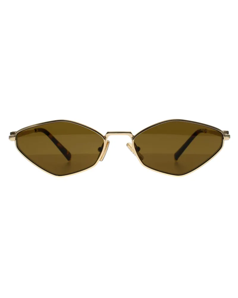 Miu Miu Oval Womens Gold Dunkelbraun MU 56ZS Gold