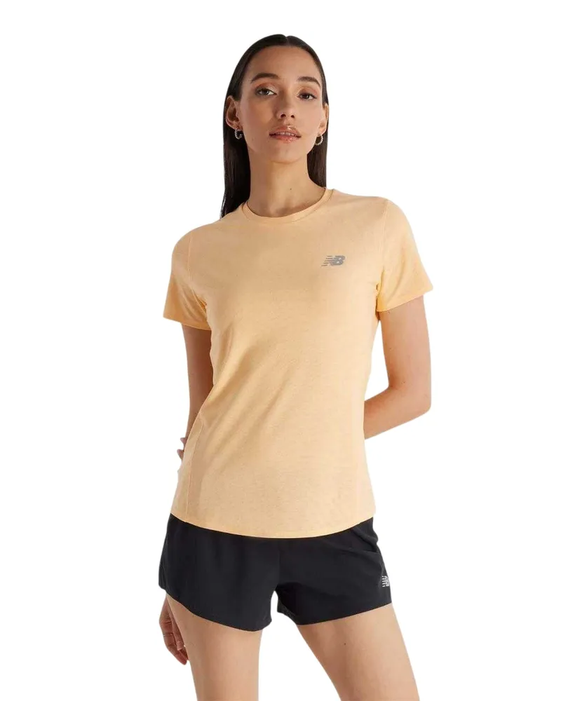 New Balance T-Shirt für Damen, recyceltes Material, Schmal (Pfirsich Pfirsich