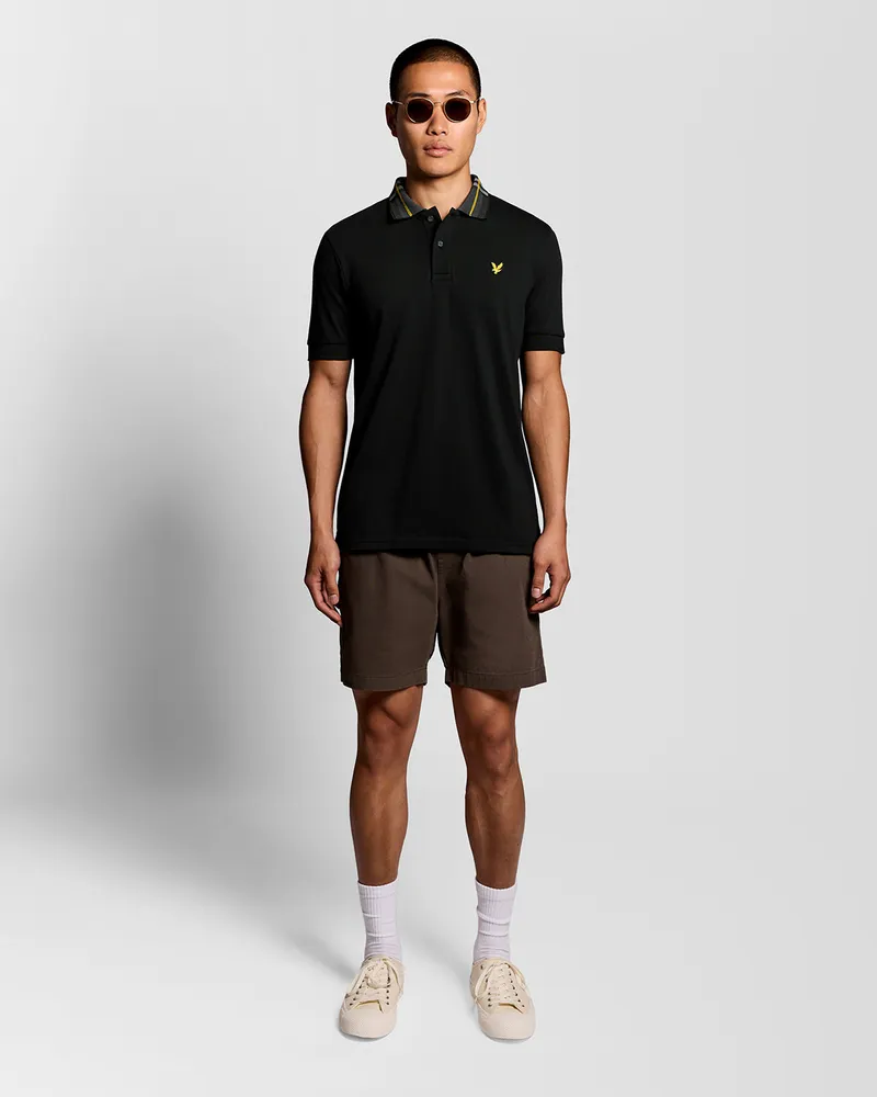 Lyle & Scott Poloshirt Mit Tartankragen, Schwarz Schwarz