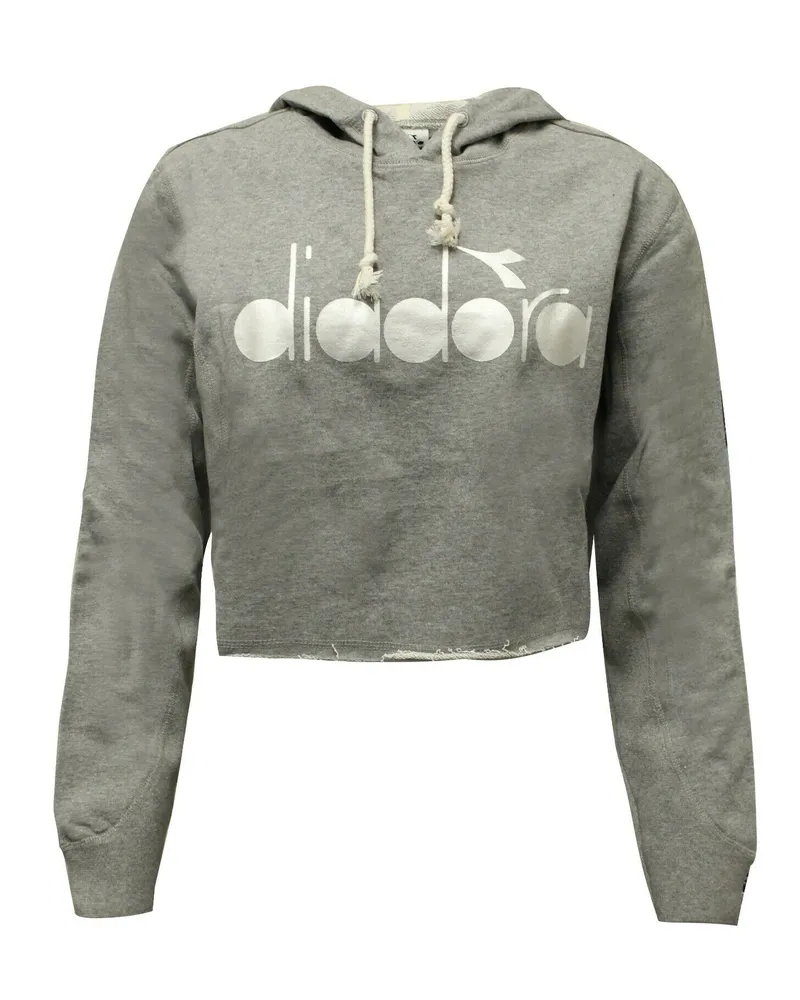 Diadora Cropped Womens Grey Hoodie Grau