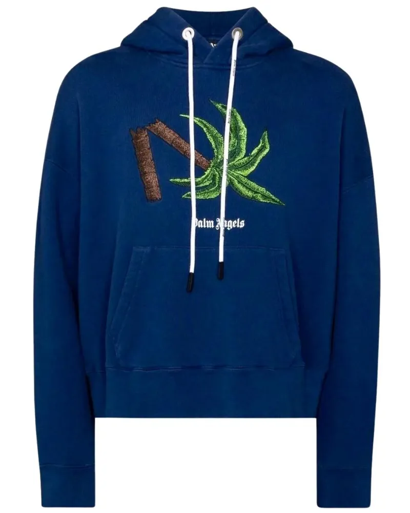 Palm Angels Gebrochene Palme Blauer Hoodie Blau