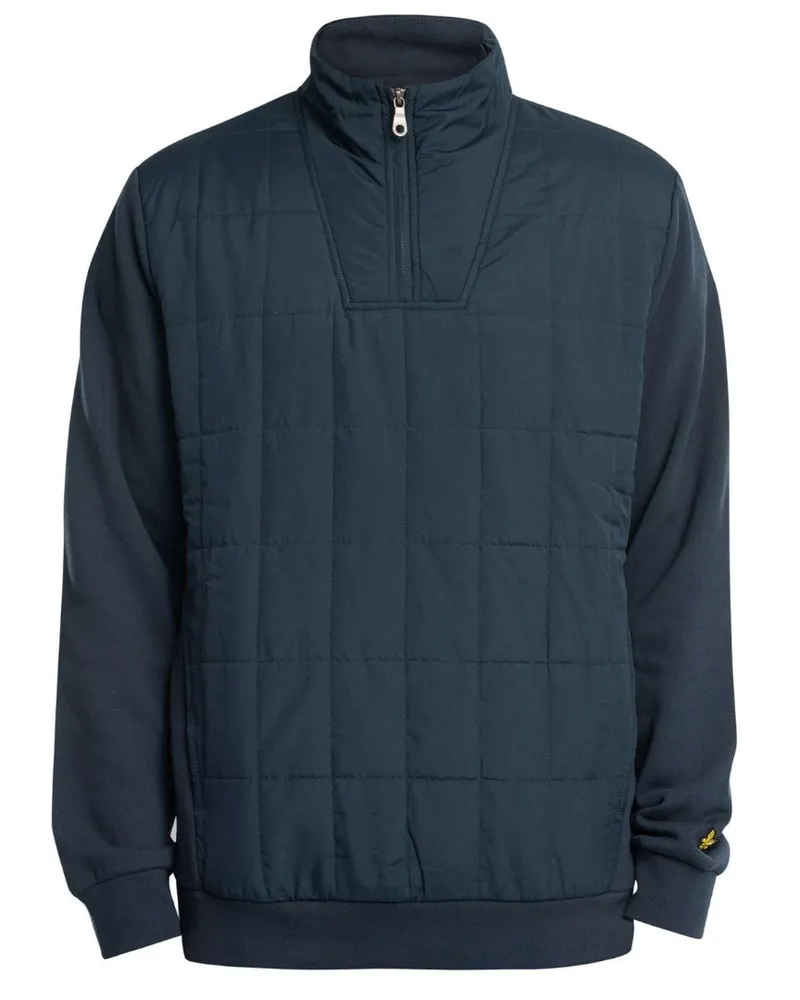 Lyle & Scott Hybrid Quilted Navy Blue Half-Zip Sweatshirt Blau