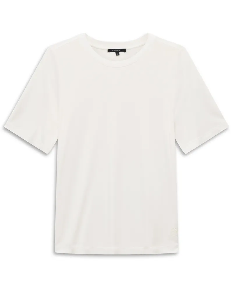 Bugatti Damen T-Shirt aus 100% Viskose mit Rundhalsausschnitt Ecru