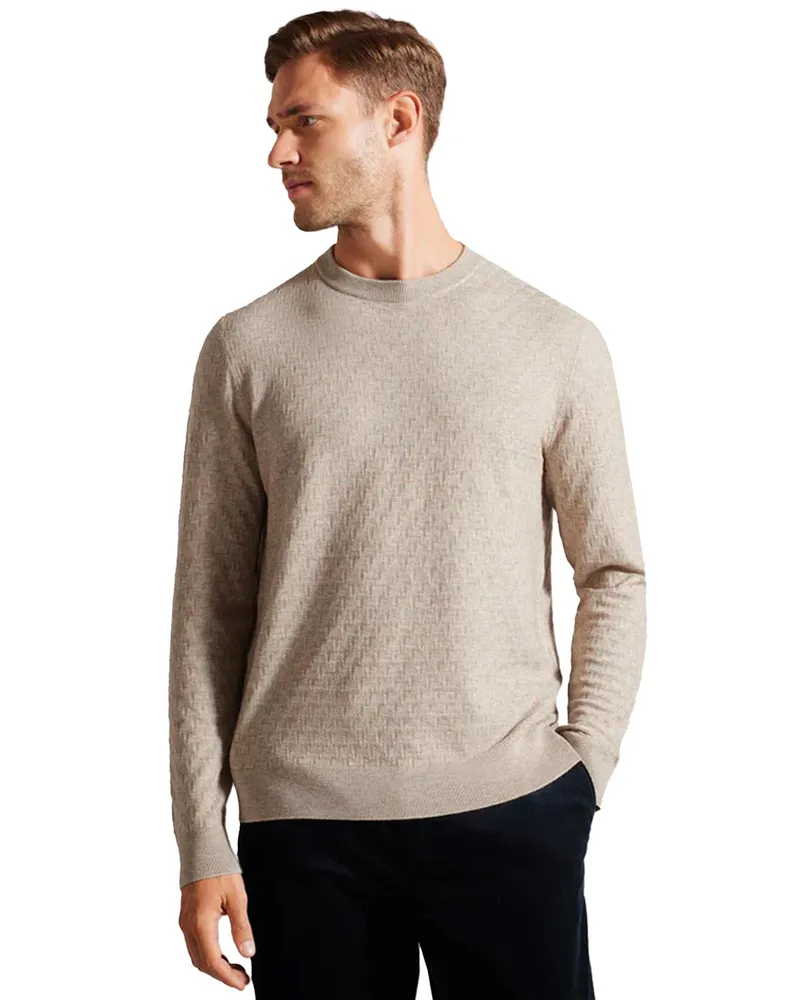 Ted Baker Herren Strickpullover mit Rundhalsausschnitt - Loung Braun