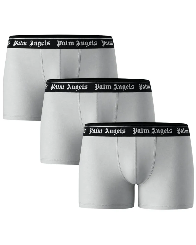 Palm Angels Tri-pack Boxershorts Mit Klassischem Logo, Weiß Hellgrau