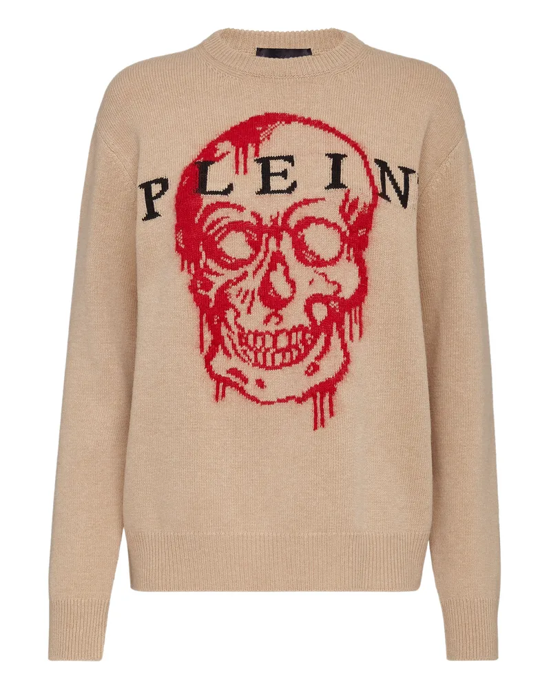 Philipp Plein Rundhalspullover Skull Beige