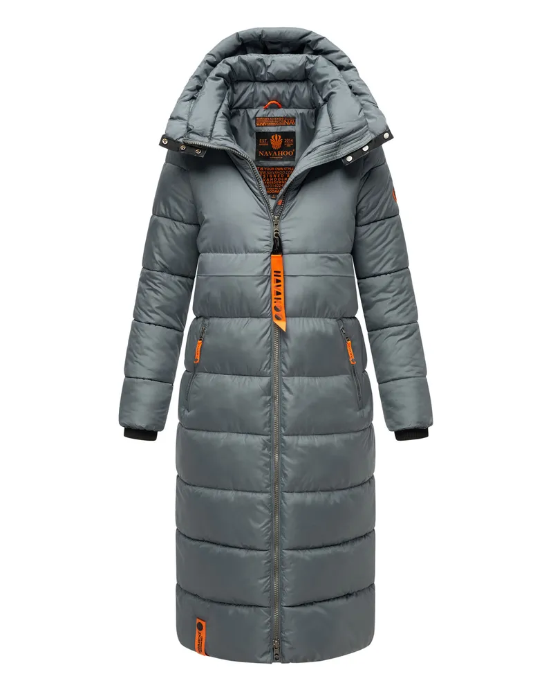 NAVAHOO Damen Winter Steppmantel Kristallblume – Stylisch & Warm Blau